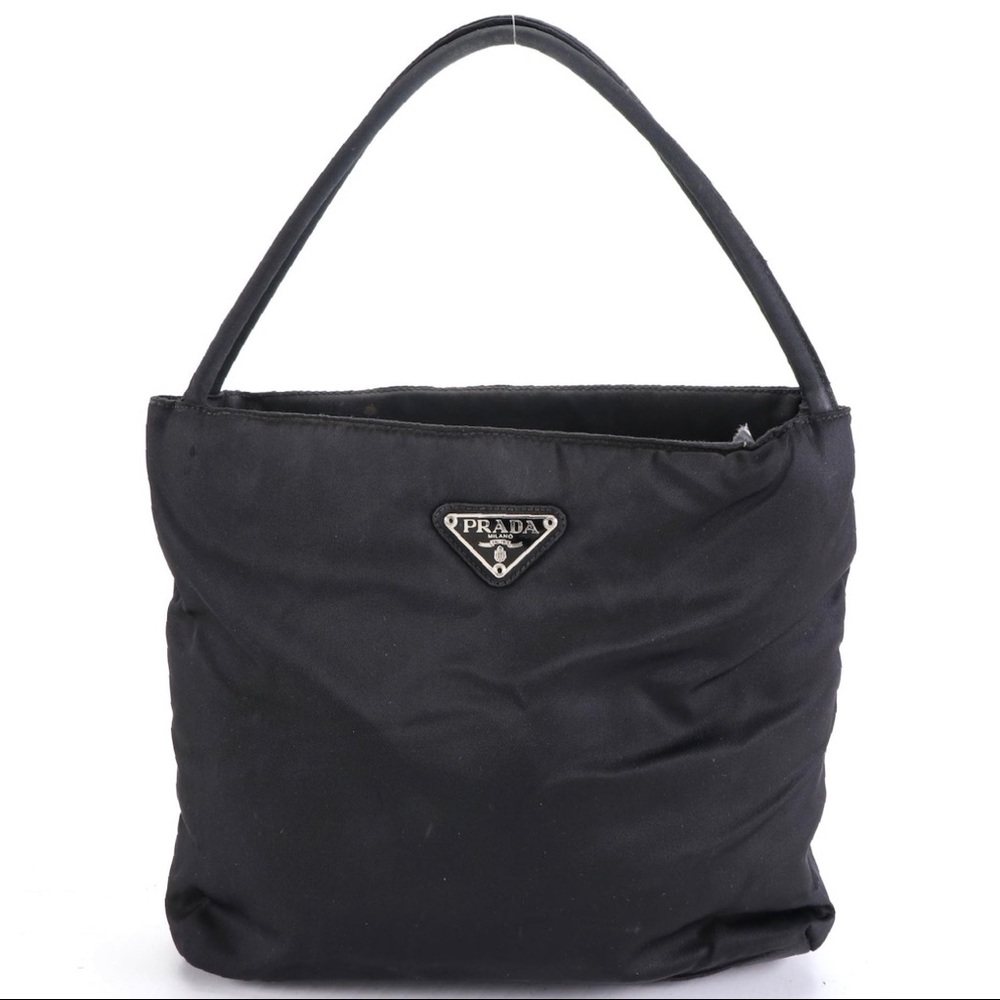 Prada Small Zip Handbag in Black Tessuto Nylon